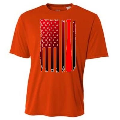 Cool Baseball Bat American Flag USA Cooling Performance Crew T-Shirt