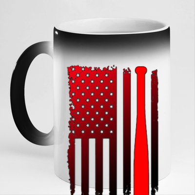 Cool Baseball Bat American Flag USA 11oz Black Color Changing Mug