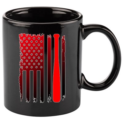 Cool Baseball Bat American Flag USA 11oz C Handle Ceramic Mug