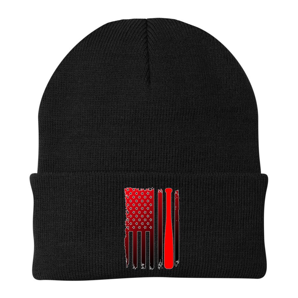 Cool Baseball Bat American Flag USA Beanie