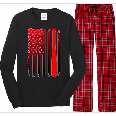 Cool Baseball Bat American Flag USA Long Sleeve Pajama Set