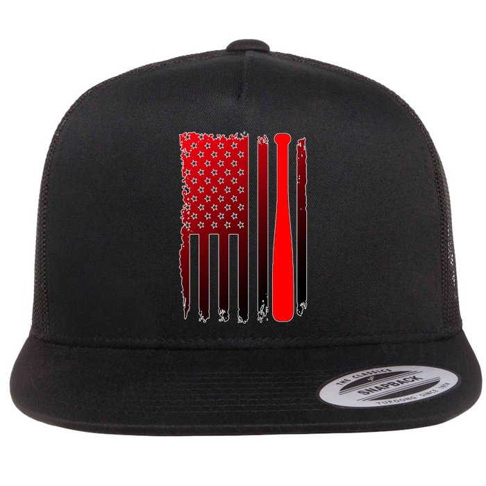 Cool Baseball Bat American Flag USA Flatbill Hat