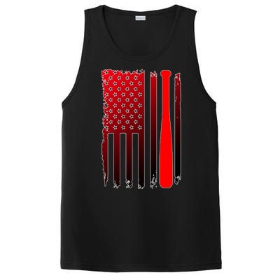 Cool Baseball Bat American Flag USA PosiCharge Competitor Tank