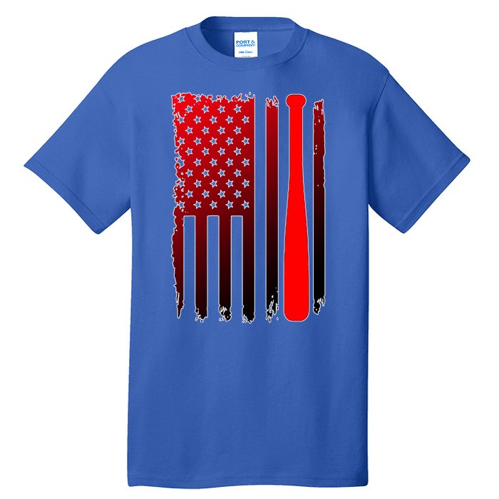 Cool Baseball Bat American Flag USA Tall T-Shirt