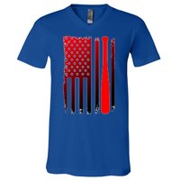 Cool Baseball Bat American Flag USA V-Neck T-Shirt