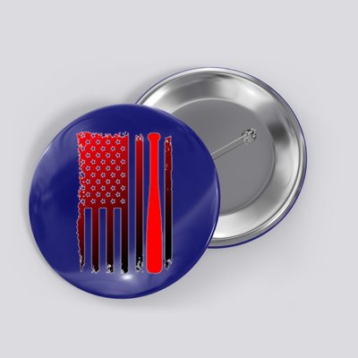 Cool Baseball Bat American Flag USA Button