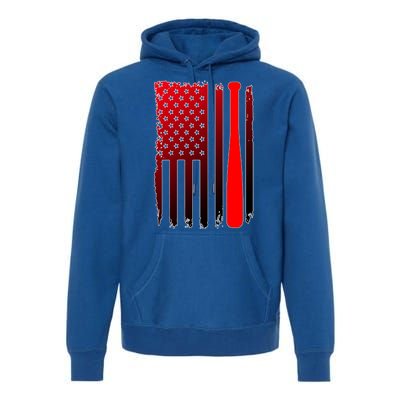 Cool Baseball Bat American Flag USA Premium Hoodie