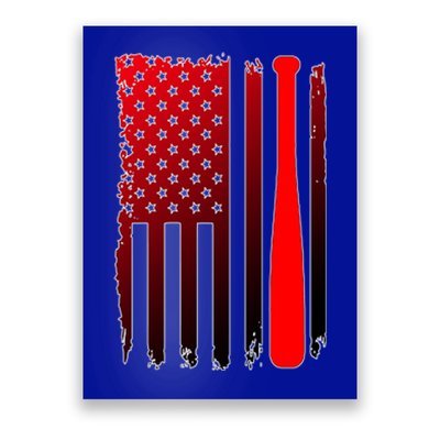 Cool Baseball Bat American Flag USA Poster