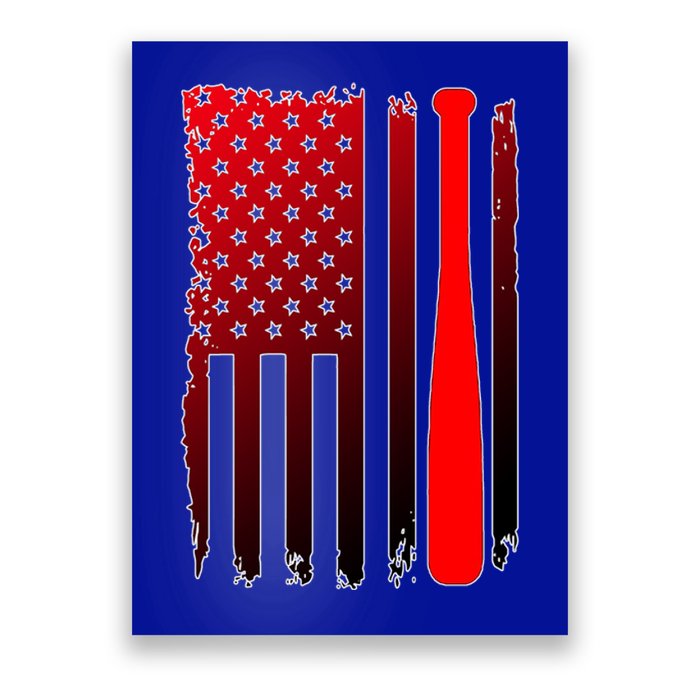 Cool Baseball Bat American Flag USA Poster