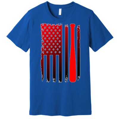 Cool Baseball Bat American Flag USA Premium T-Shirt