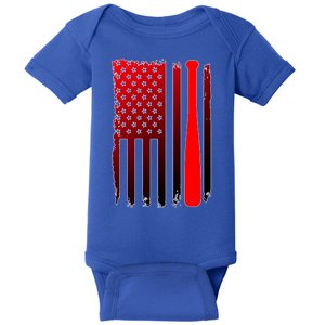 Cool Baseball Bat American Flag USA Baby Bodysuit