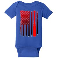 Cool Baseball Bat American Flag USA Baby Bodysuit