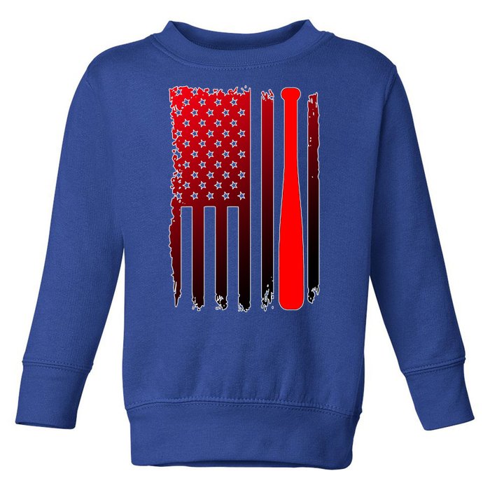 Cool Baseball Bat American Flag USA Toddler Sweatshirt