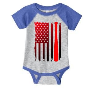 Cool Baseball Bat American Flag USA Infant Baby Jersey Bodysuit