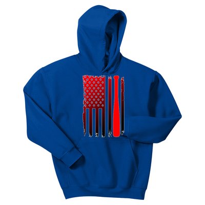 Cool Baseball Bat American Flag USA Kids Hoodie