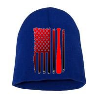 Cool Baseball Bat American Flag USA Short Acrylic Beanie