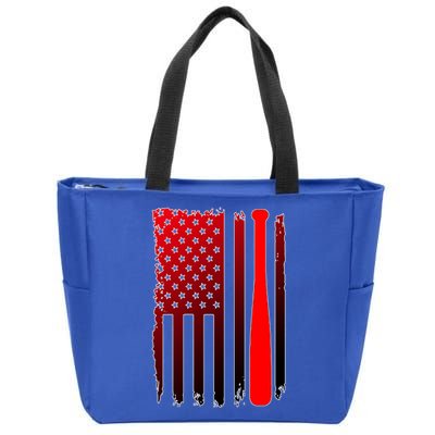 Cool Baseball Bat American Flag USA Zip Tote Bag