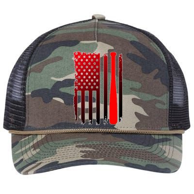 Cool Baseball Bat American Flag USA Retro Rope Trucker Hat Cap