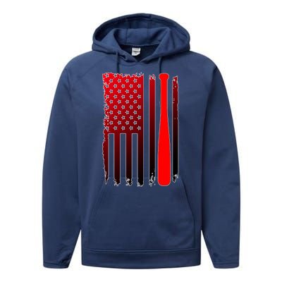 Cool Baseball Bat American Flag USA Performance Fleece Hoodie