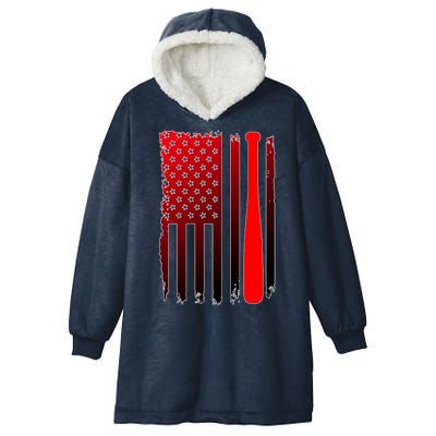 Cool Baseball Bat American Flag USA Hooded Wearable Blanket