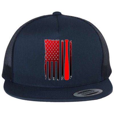 Cool Baseball Bat American Flag USA Flat Bill Trucker Hat