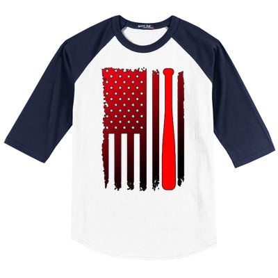 Cool Baseball Bat American Flag USA Baseball Sleeve Shirt