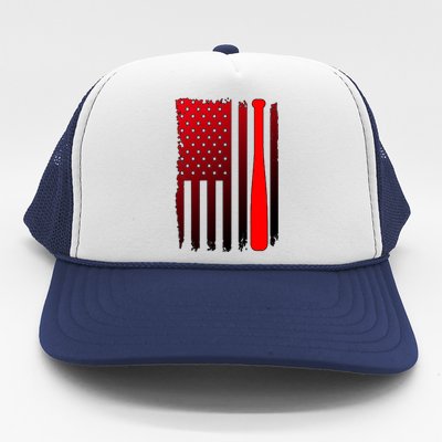 Cool Baseball Bat American Flag USA Trucker Hat