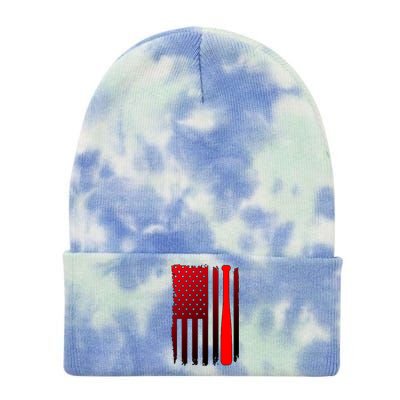 Cool Baseball Bat American Flag USA Tie Dye 12in Knit Beanie