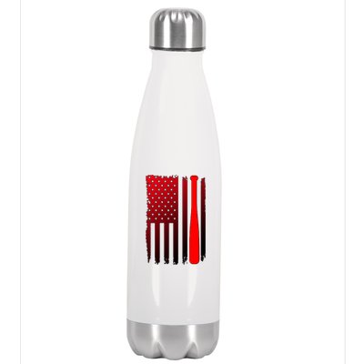 Cool Baseball Bat American Flag USA Stainless Steel Insulated Water Bottle