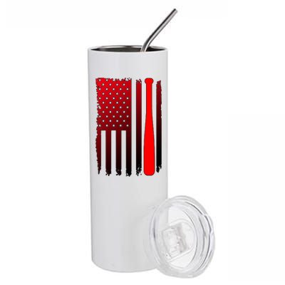 Cool Baseball Bat American Flag USA Stainless Steel Tumbler