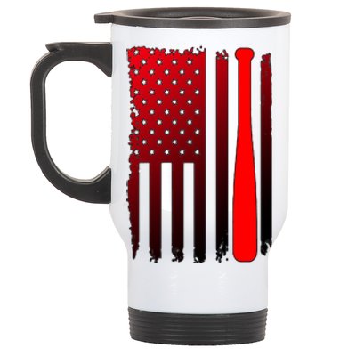 Cool Baseball Bat American Flag USA Stainless Steel Travel Mug