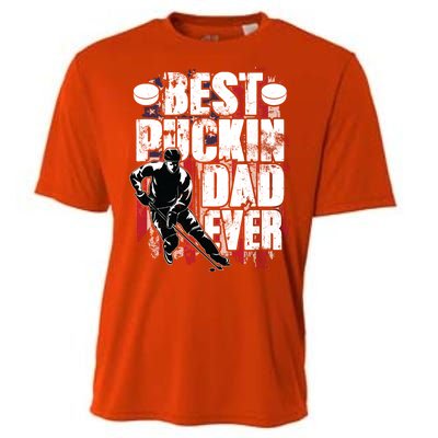 Cool Best Puckin Dad Ever Hockey Dad Cooling Performance Crew T-Shirt