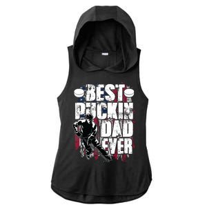 Cool Best Puckin Dad Ever Hockey Dad Ladies PosiCharge Tri-Blend Wicking Draft Hoodie Tank