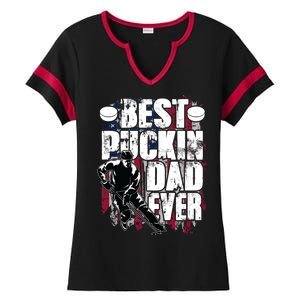 Cool Best Puckin Dad Ever Hockey Dad Ladies Halftime Notch Neck Tee