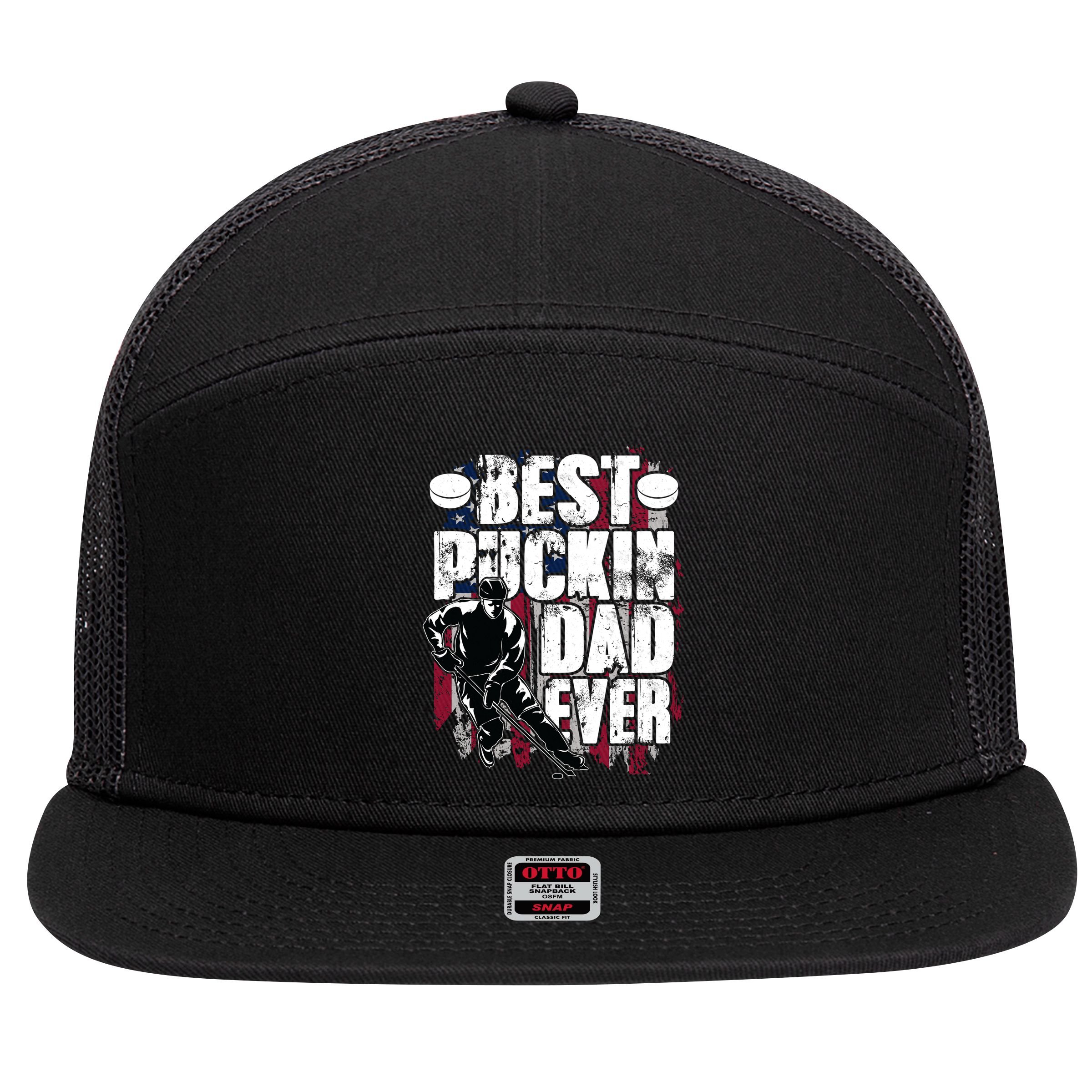 Cool Best Puckin Dad Ever Hockey Dad 7 Panel Mesh Trucker Snapback Hat