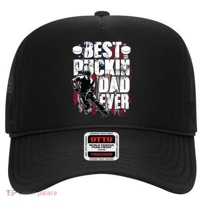 Cool Best Puckin Dad Ever Hockey Dad High Crown Mesh Back Trucker Hat