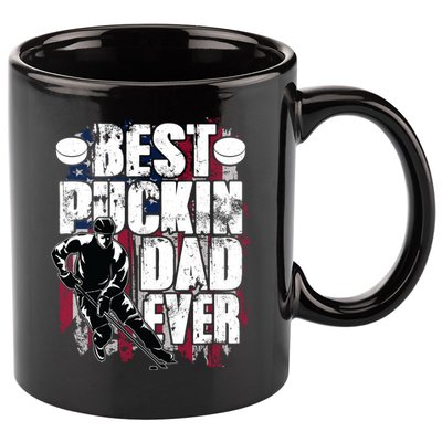 Cool Best Puckin Dad Ever Hockey Dad 11oz C Handle Ceramic Mug