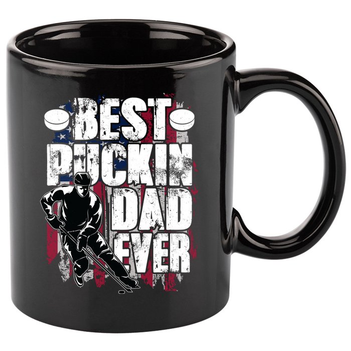 Cool Best Puckin Dad Ever Hockey Dad 11oz C Handle Ceramic Mug