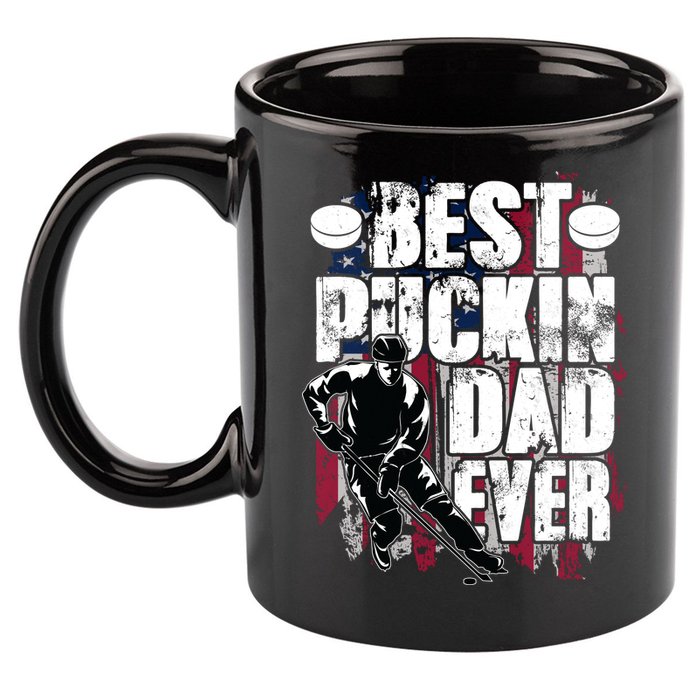 Cool Best Puckin Dad Ever Hockey Dad 11oz C Handle Ceramic Mug
