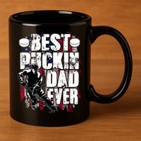 Cool Best Puckin Dad Ever Hockey Dad 11oz C Handle Ceramic Mug