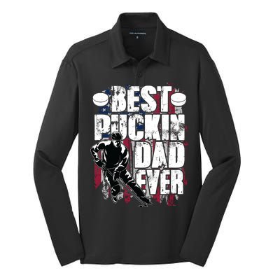 Cool Best Puckin Dad Ever Hockey Dad Silk Touch Performance Long Sleeve Polo