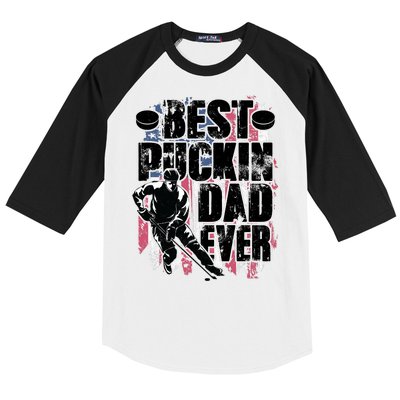 Cool Best Puckin Dad Ever Hockey Dad Baseball Sleeve Shirt