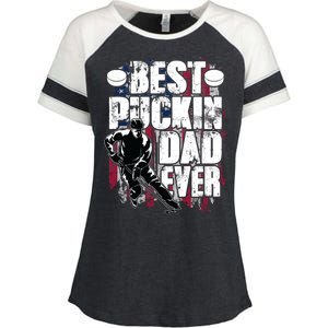 Cool Best Puckin Dad Ever Hockey Dad Enza Ladies Jersey Colorblock Tee