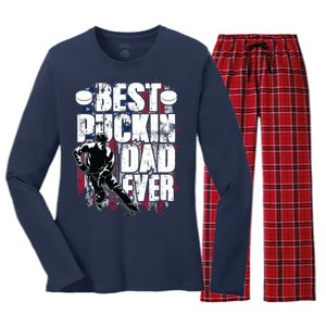 Cool Best Puckin Dad Ever Hockey Dad Women's Long Sleeve Flannel Pajama Set 