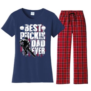 Cool Best Puckin Dad Ever Hockey Dad Women's Flannel Pajama Set