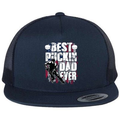 Cool Best Puckin Dad Ever Hockey Dad Flat Bill Trucker Hat