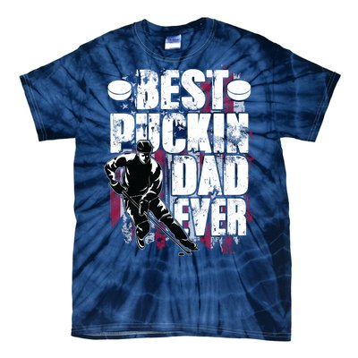 Cool Best Puckin Dad Ever Hockey Dad Tie-Dye T-Shirt