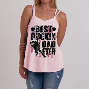 Cool Best Puckin Dad Ever Hockey Dad Women's Strappy Tank