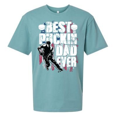 Cool Best Puckin Dad Ever Hockey Dad Sueded Cloud Jersey T-Shirt