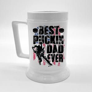 Cool Best Puckin Dad Ever Hockey Dad Beer Stein